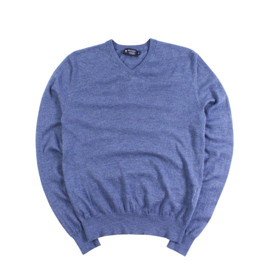Men's HACKETT LONDON Blue Merino Wool Knit V-Neck Sweater Size XS