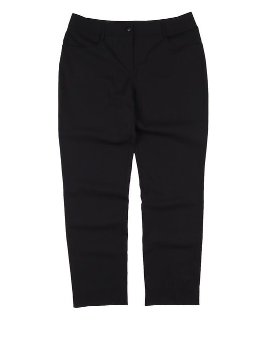 CHANEL Uniform Tousers Black Wool Tapered Women's Pants Size 32