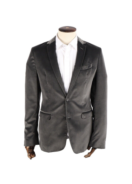 DOLCE GABBANA Blazer Gray Velour Cotton Men's Jacket Size 50 IT / M