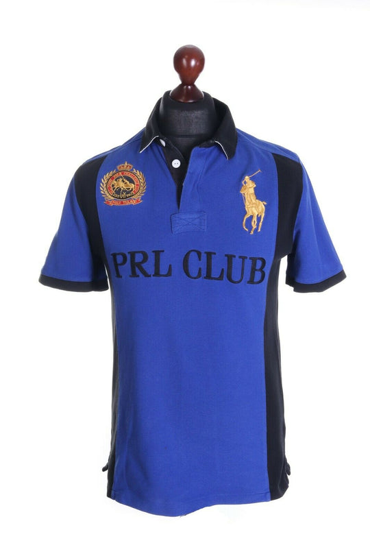 Men's Polo RALPH LAUREN Blue Pique Cotton Short Sleeve Polo Shirt Size s / M