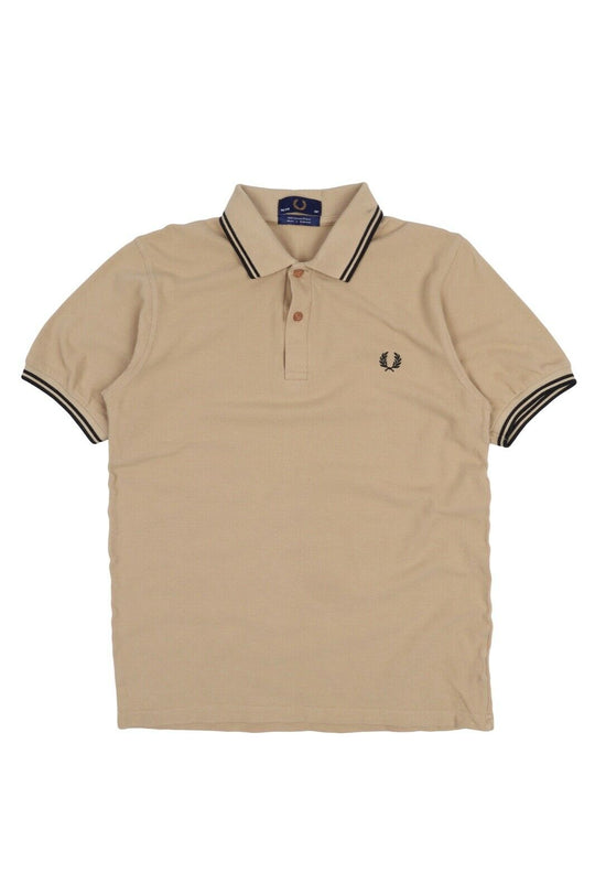 Men's FRED PERRY Beige Pique Cotton Short Sleeve Polo Shirt Size 38