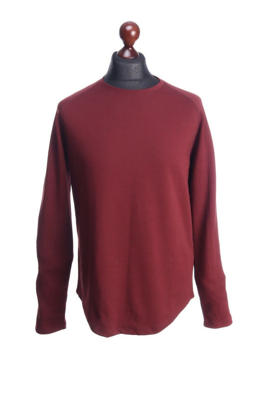 BANANA REPUBLIC Burgundy Crew Neck Cotton Blend Jumper Size M