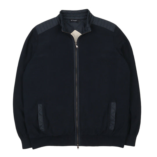 Men's HACKETT London Navy Blue Cotton Nylon Padded Cardigan Jacket Size XL