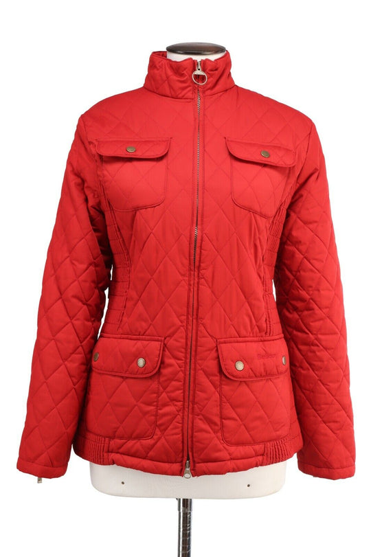 Women's BARBOUR Red L2390 Matt Utility Rib Quilt Jacket Size UK14 US10
