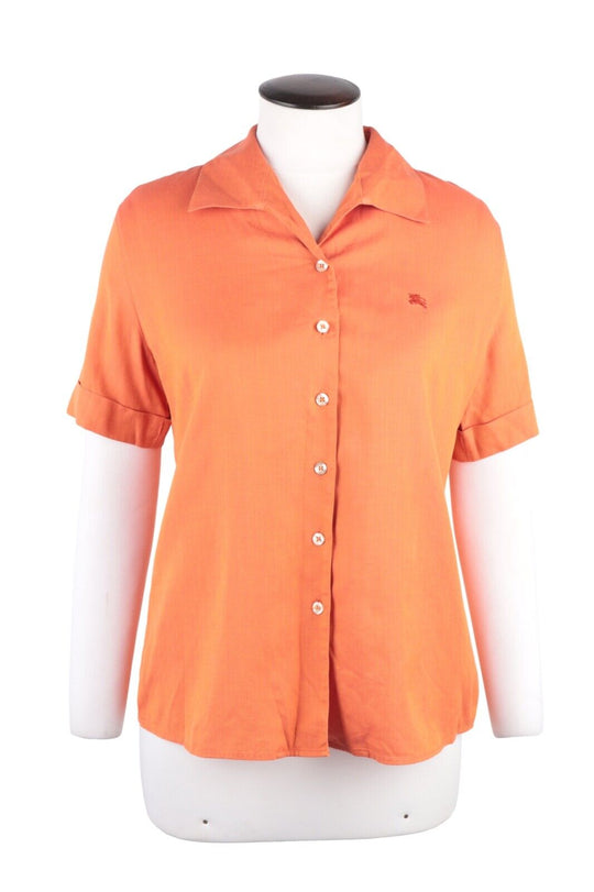 Women's Vintage BURBERRY'S Orange Cotton Short Sleeve Shirt Size 40