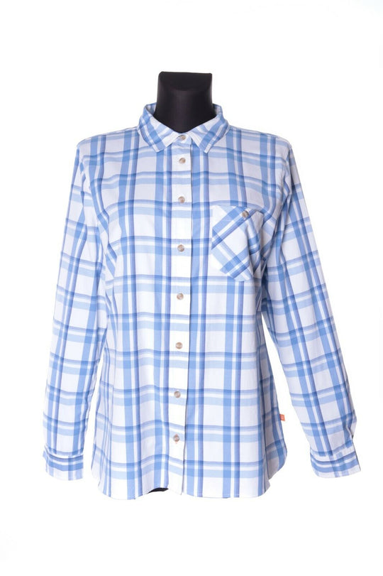 Women's ORVIS Blue & White Windowpane Check Cotton Button Front Shirt Size M