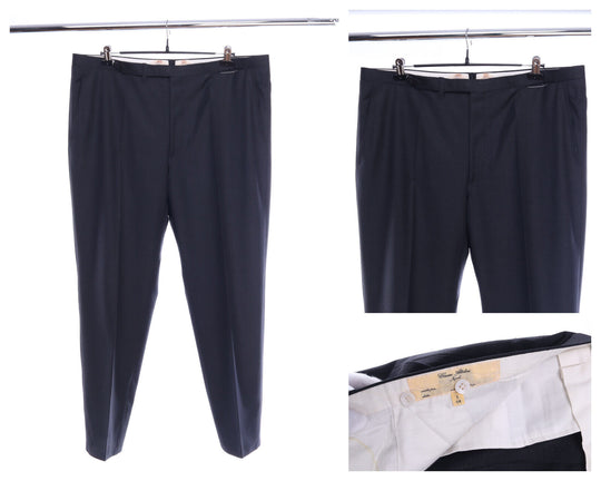 CESARE ATTOLINI NAPOLI Italy Bespoke Black Wool Dress Pants Trousers Size 58