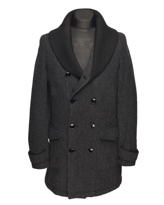 D&G DOLCE & GABBANA Coat Black Men's Long Double Breasted Jacket Size ~S