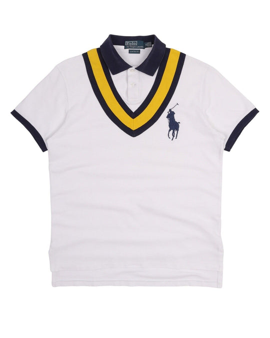 Men's POLO RALPH LAUREN White Pique Cotton Big Pony Polo Shirt Size M