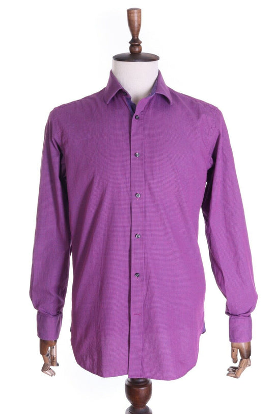 Men's TED BAKER Endurance Purple 100% Cotton Grenadine LS Shirt Size 34 / 15,5