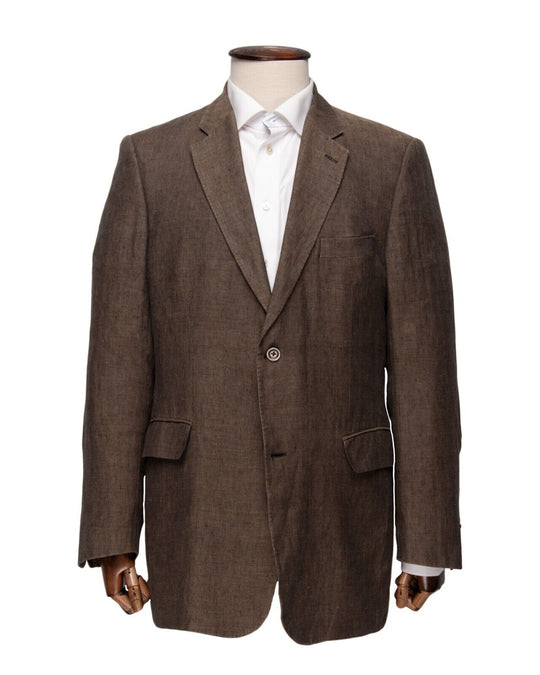 BURBERRY Blazer Brown Linen Mens Sport Coat Size 52 IT