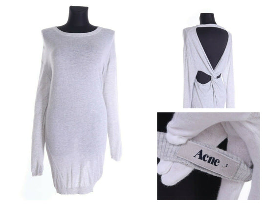 Women's ACNE Grey Cotton Blend Knot Back Dress Size s