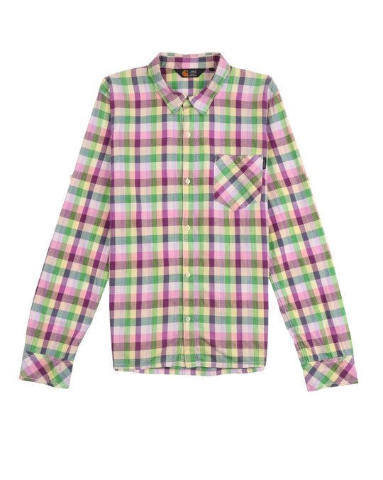 CARHARTT Jo Shirt Multicolor Check Cotton Men's Button Up Size L