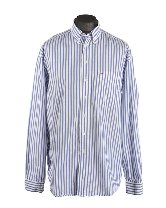 Men's Vintage  GANT Blue Striped Cotton LS Southport Poplin  Shirt Size XL