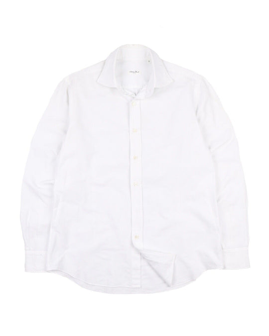 SALVATORE PICCOLO Oxford Shirt White Solid Men's Cotton Size 16 / 41