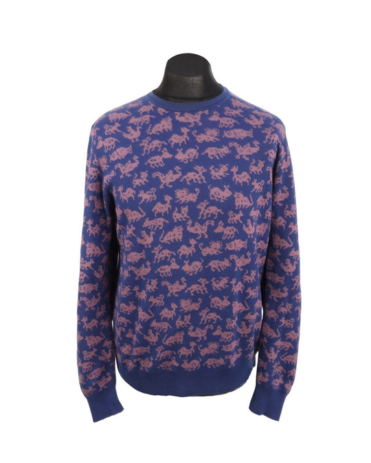 PAUL SMITH Sweatshirt Animal Print Purple Cotton Blend Men's Size M