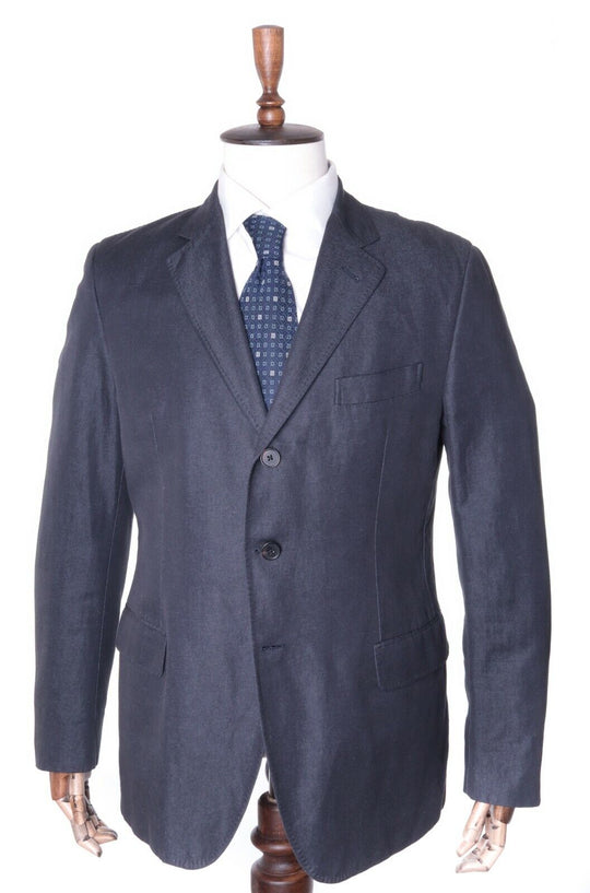 Men's MASSIMO DUTTI Black Cotton / Linen Sport Jacket Size 52