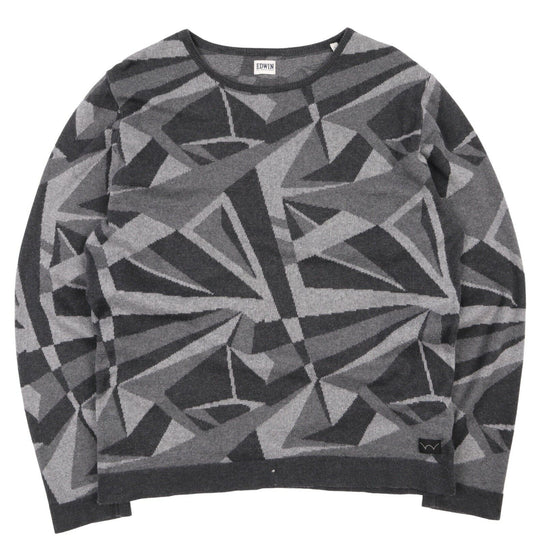 Men's EDWIN Grey Graphic Dazzle Camo Print Jumper Size L