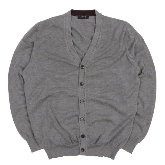 Men's SVEVO Italy Grey Cashmere Silk Cardigan Jumper Size 48 IT / s