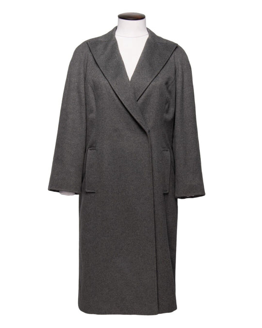 ALLEGRI Milano Long Coat Gray Cashmere Women's Double Breasted Size 42
