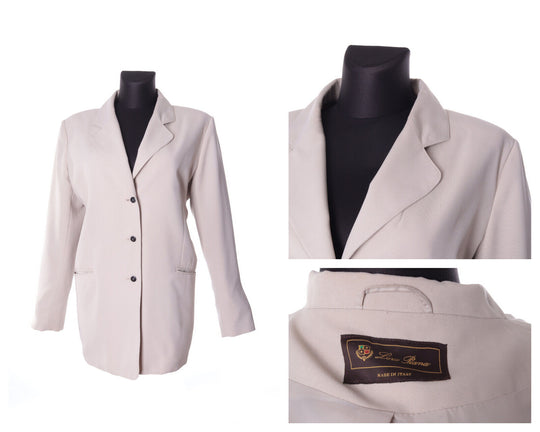 Women's LORO PIANA Beige Mid Length Jacket Blazer Size 52
