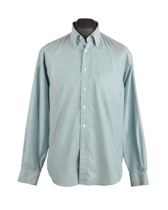 YVES SAINT LAURENT Green Oxford Men's Cotton Blend Shirt Sz 40-41 / 16