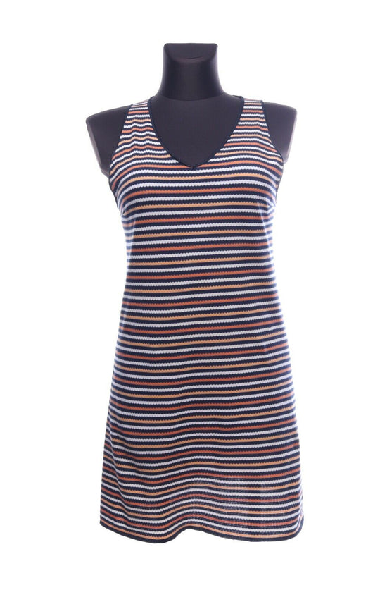 MISSONI Italy Multicolored Cotton Striped V-Neck Dress Sundress Size 42