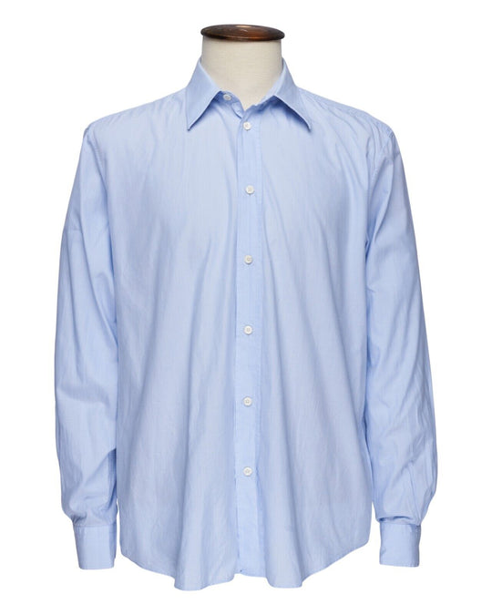 HERMES Paris Shirt Blue Cotton Mens Size 42 / 16.5