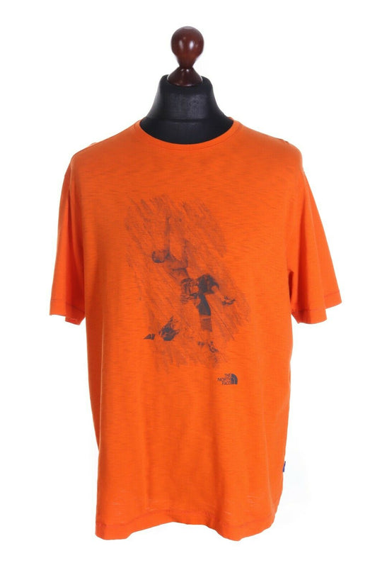 Men's THE NORTH FACE Orange 100% Cotton SS Crew Neck T-Shirt Size L