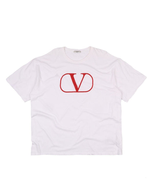 VALENTINO Tee T - Shirt White Big Logo Cotton Men's Size XL