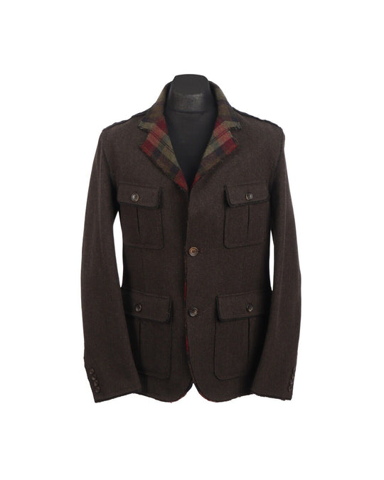 D&G DOLCE GABBANA Sport Coat Brown Wool Multipocket Men's Jacket Size 52 IT