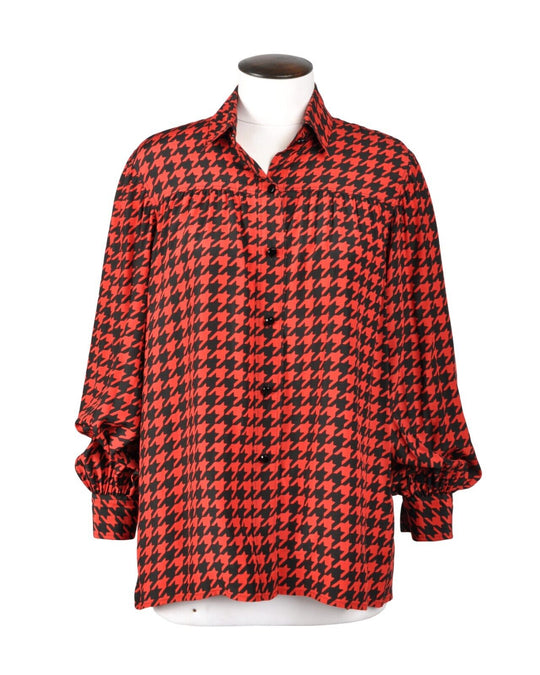 Vintage YVES SAINT LAURENT Variation Shirt  Red Houndstooth YSL W's Size 44 IT