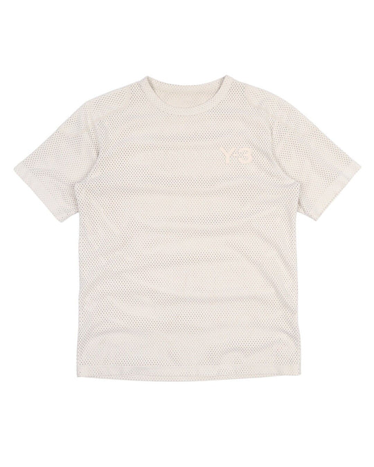 ADIDAS YOHJI YAMAMOTO Y-3 T-Shirt Beige Mesh Short Sleeve Tee Men's Size S