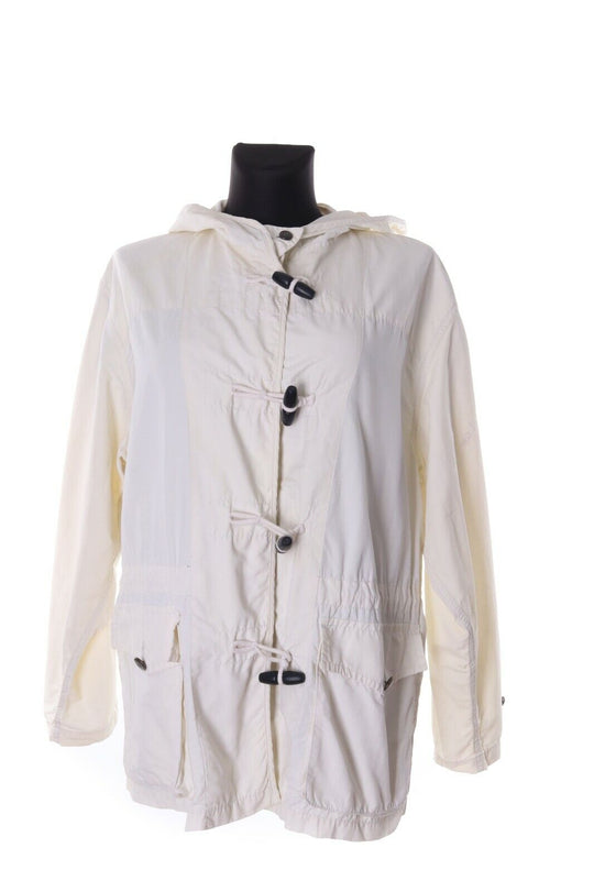 Women's VALENTINO JEANS White 100% Cotton Hooded Duffle Jacket Size 36