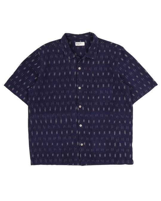 Men's UNIVERSAL WORKS Navy Blue Short Sleeve Shirt Size L