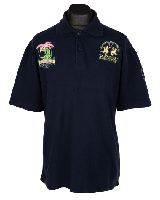 LA MARTINA  Polo Shirt Navy Blue Pique Cottont Men's Size 2XL