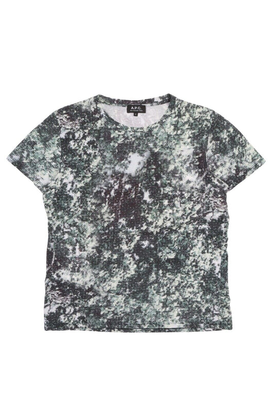 Men's A.P.C. Green Abstract Dotted Print T Shirt Size s