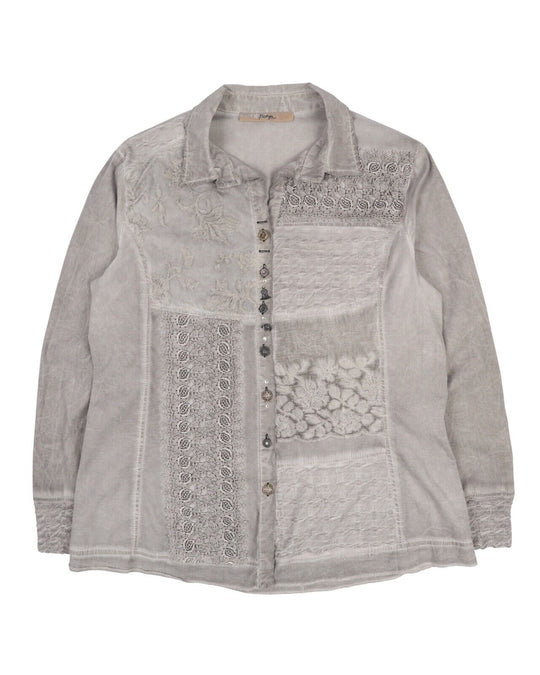 Women's BOTTEGA Elisa Cavaletti Grey Dyed Blouse Top Shirt Size 1 / M