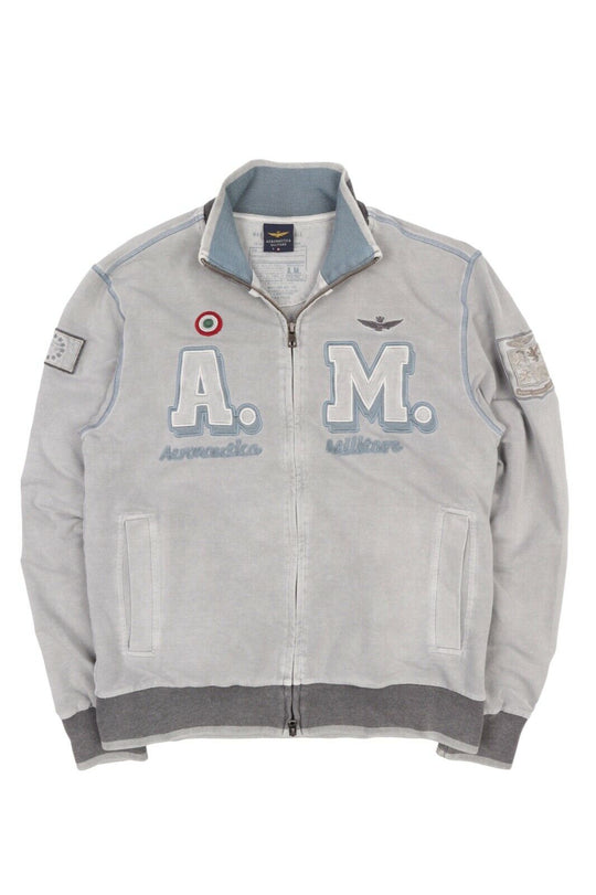 Men's AERONAUTICA Militare Grey Cotton Full Zip Track Jumper Cardigan Size L