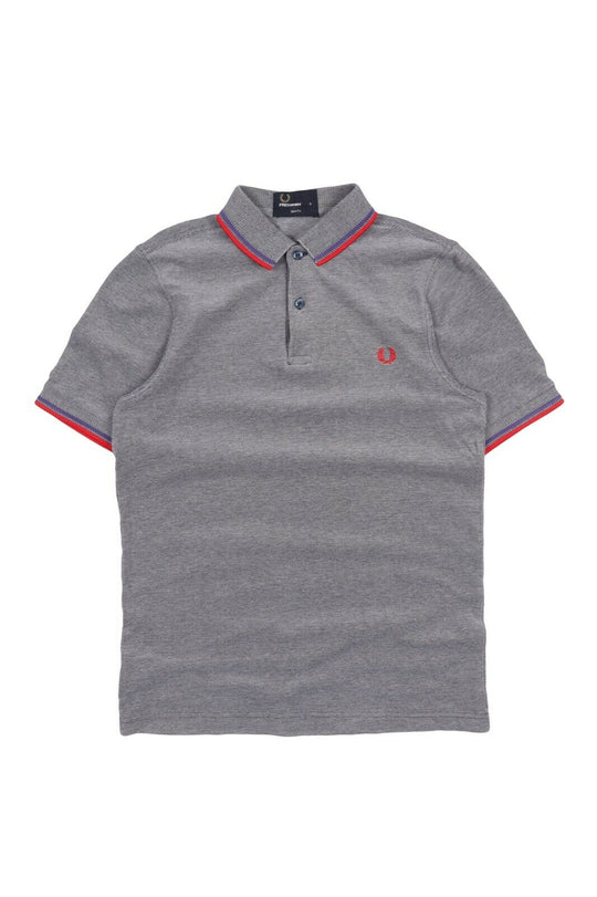 Men's FRED PERRY Grey Pique Cotton Short Sleeve Polo Shirt Size s