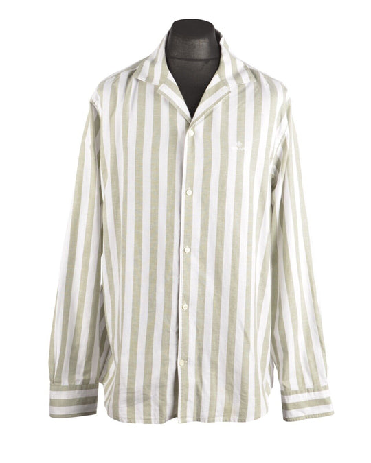 Men's GANT Green Striped Cotton Linen Summer Shirt Size XL