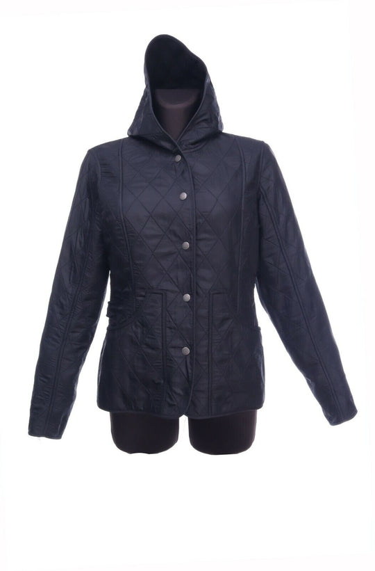 BARBOUR Black Hooded Grassmere Polarquilt Jacket Size UK 10 US 6
