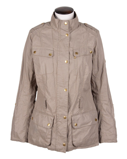 BARBOUR International Broton Casual Jacket Gray Linen Women's Size 14 UK / 10 US