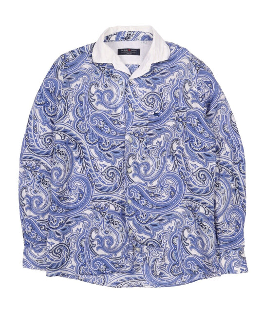 Men's PAL ZILERI Concept Blue Paisley Linen Summer Shirt Size L 39 / 15