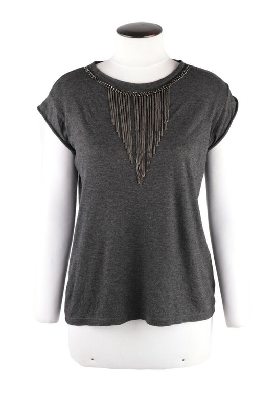 Women's TWINSET Simona Barbieri Grey Chain Tee Top Size s