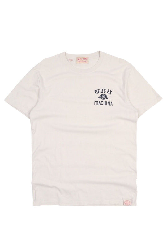 Men's DEUS EX MACHINA Grey Logo Print T Shirt Size s
