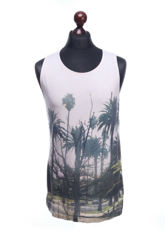 UNIQLO SPRZ MoMA Grey Cotton Blend Palms Tank Undershirt Top Size M