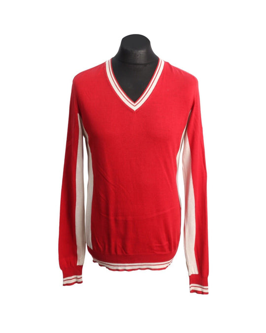 DOLCE GABBANA Jumper V Neck Red Silk Cotton Men's Size 50 / M