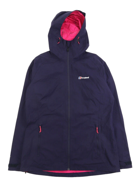 Women's BERGHAUS Navy Hydroshell Hooded Rain Jacket Size UK 16 US XL