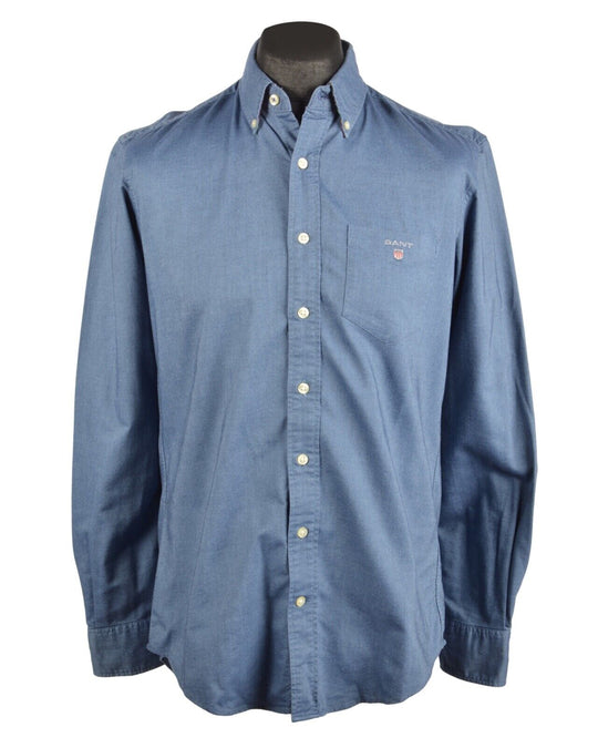 GANT Academic Oxford Blue Solid Men's Cotton Shirt Size M